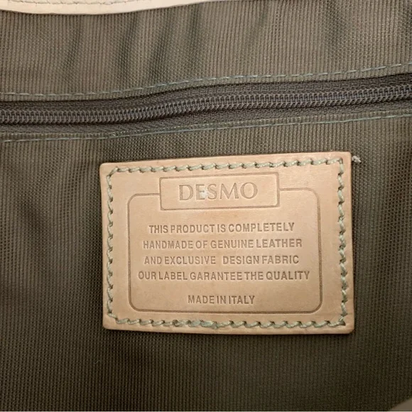 Vintage DESMO Beige JACQUARD LEATHER Travel Icons MESSENGER Tapestry PURSE BAG - Picture 6 of 6